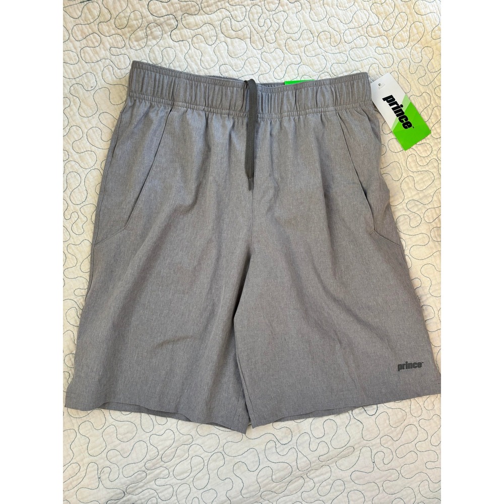 Prince Mens Gray Performance Athletic Woven Shorts 9" Inseam Size Small